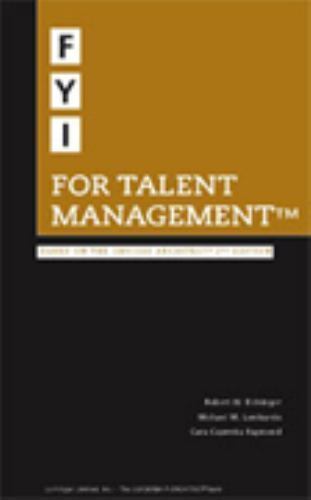 FYI for Talent Management – 9780974589220, Michael M Lombardo, paperback, new