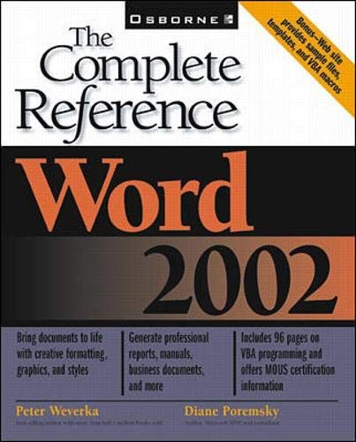 Word 2002: the Complete Reference,Peter Weverka