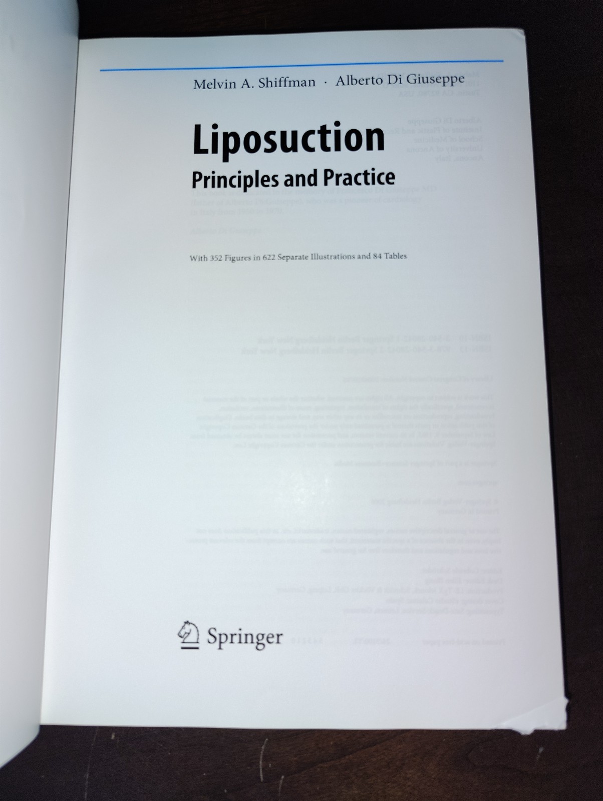 Liposuction Principles And Practice By Shiffman, Alberto Di Giuseppe Signed