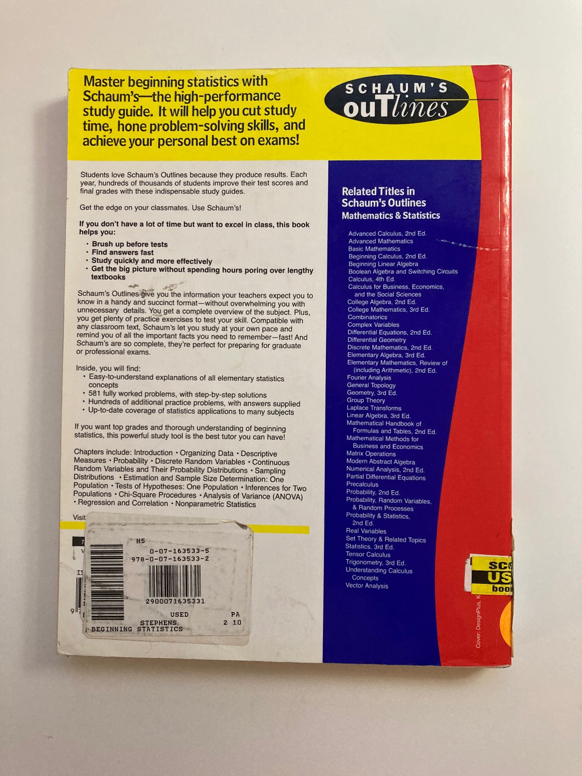 Schaum’s Outlines’ Beginning Statistics, 2nd Edition by Larry J. Stephens