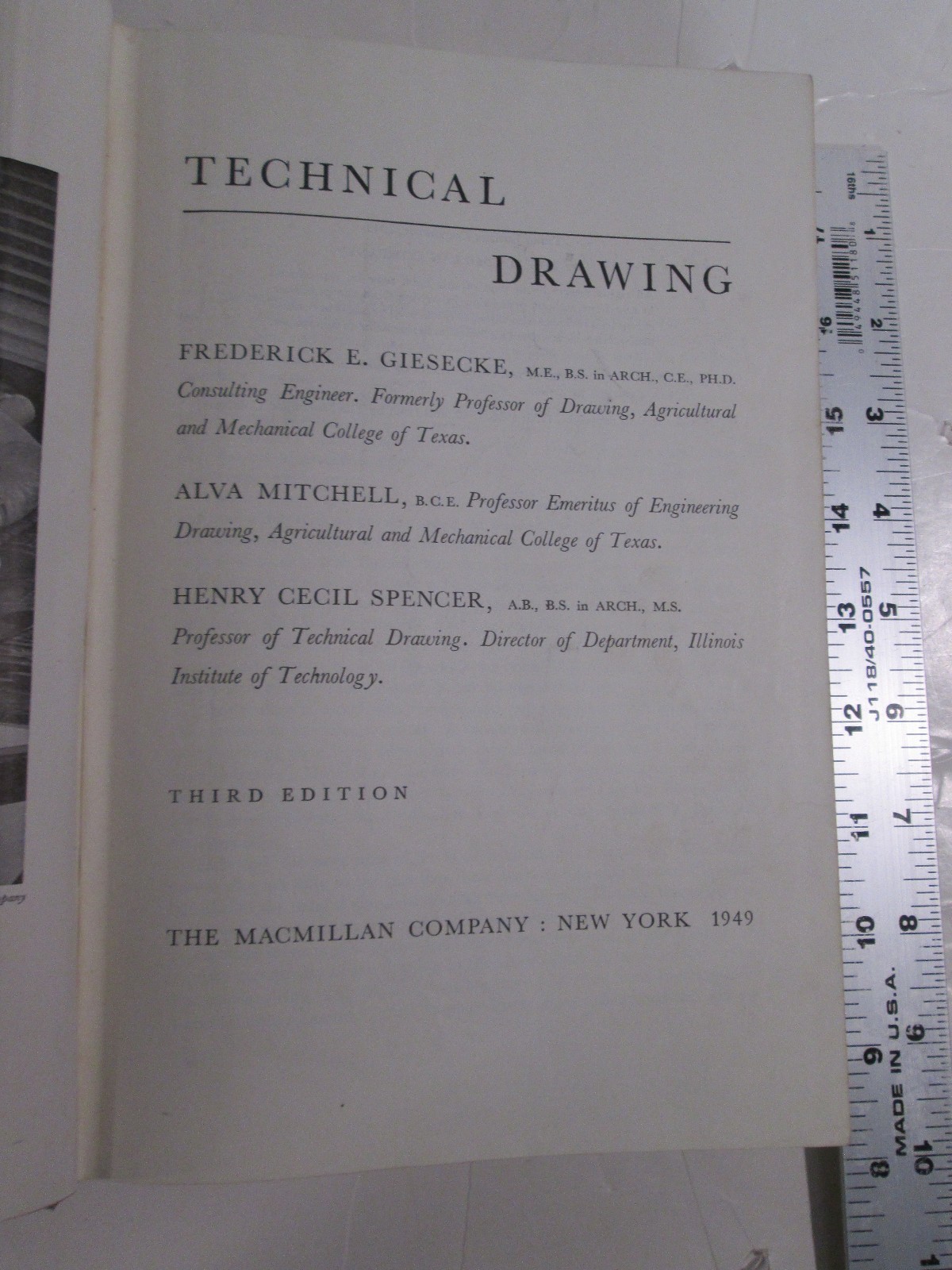 TECHNICAL DRAWING 1949 BY GIESECKE, MITCHELL & SPENCER VINTAGE BOOK