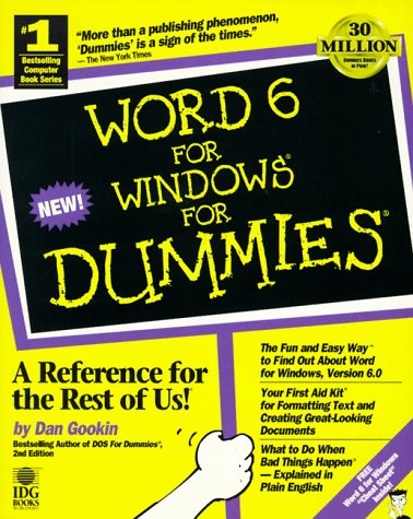 Word 6 for Windows for Dummies – paperback Gookin, Dan