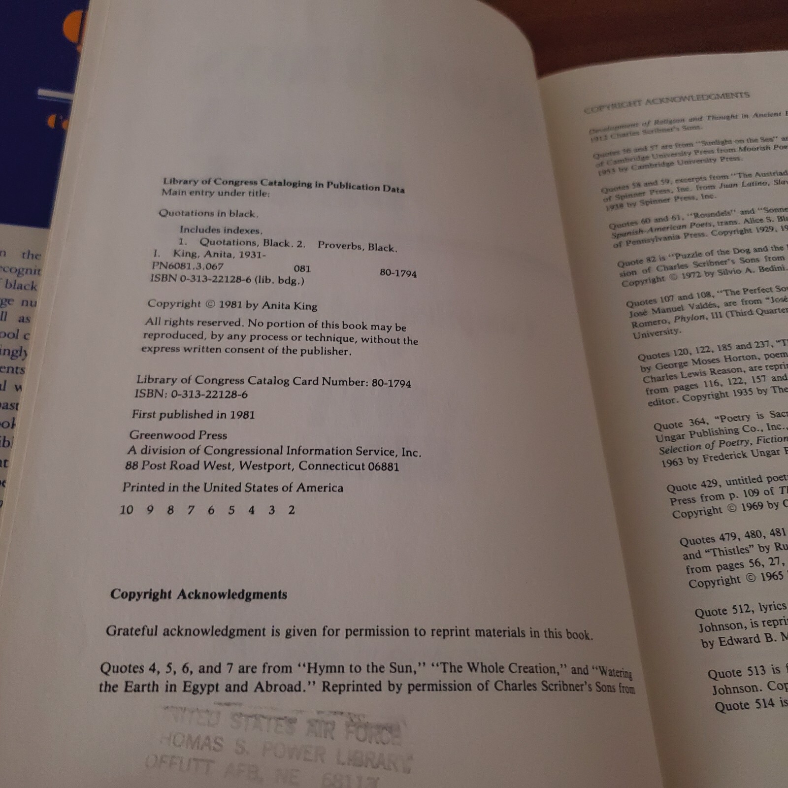 QUOTATIONS IN BLACK HARDCOVER LITERARY CRITICISIM & EDUCATION REFERENCE