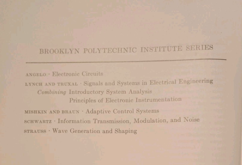 Signals and Systems in Electrical Engineering 1962 McGrawHill – Lynch and Truxal