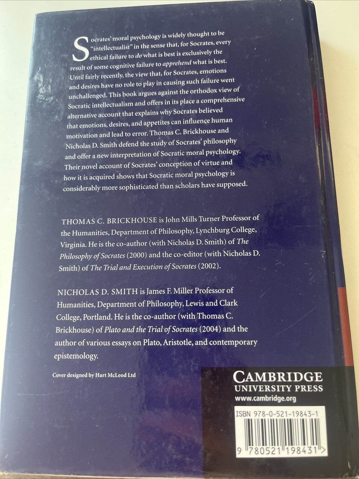 SOCRATIC MORAL PSYCHOLOGY By Thomas C. Brickhouse & Nicholas D. Smith