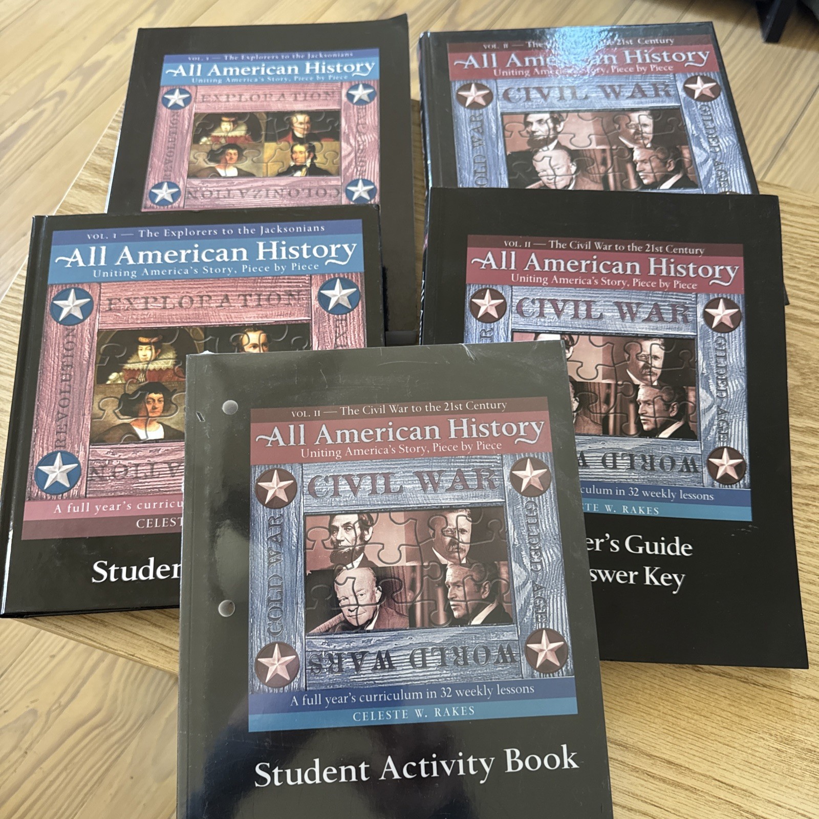 ALL AMERICAN HISTORY volumes 1 & 2 , student readers , Teachers Keys 1 & 2