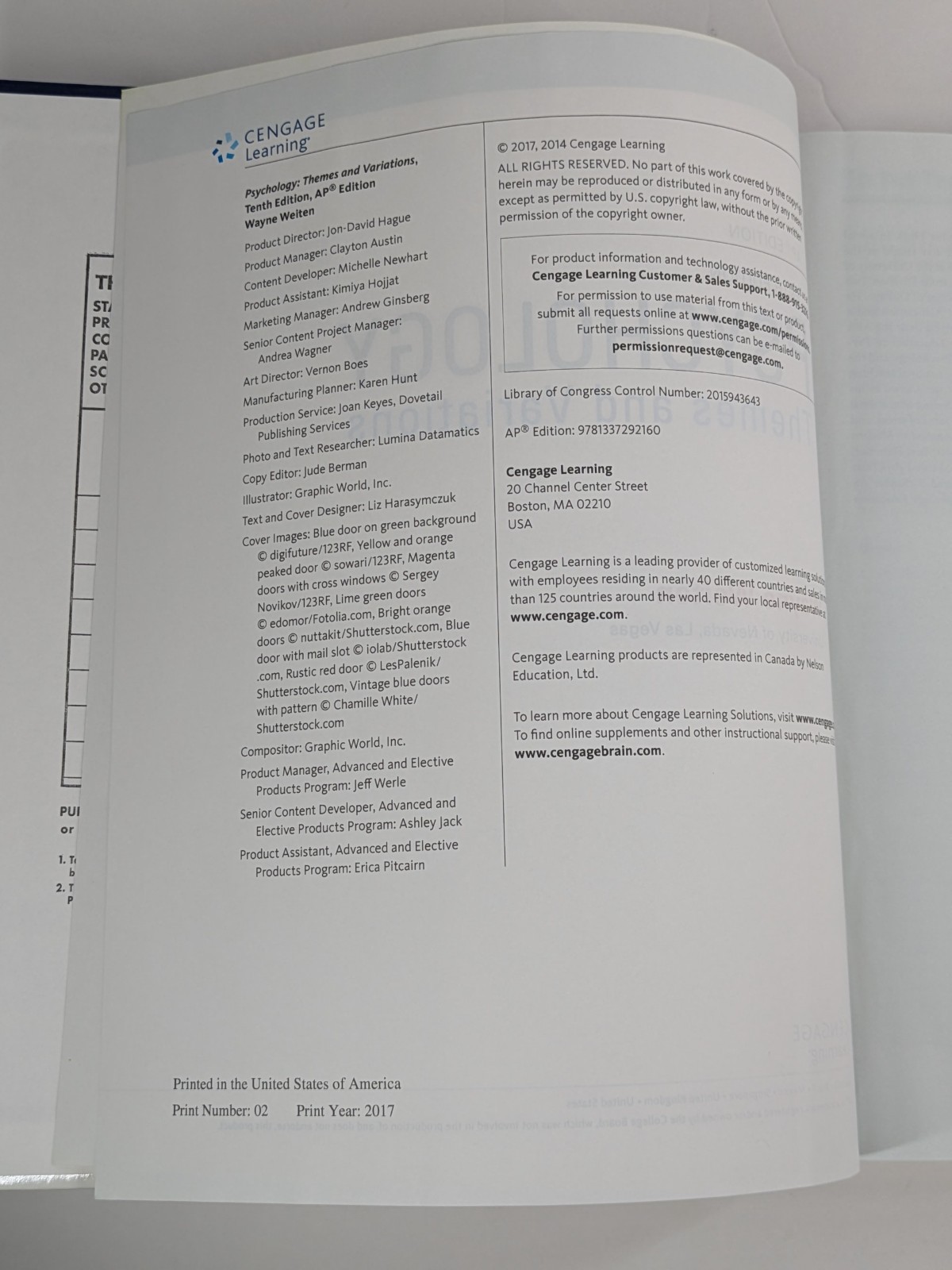 BRAND NEW🚨Psychology Themes And Variations 10th AP Edition Wayne Weiten HardCov