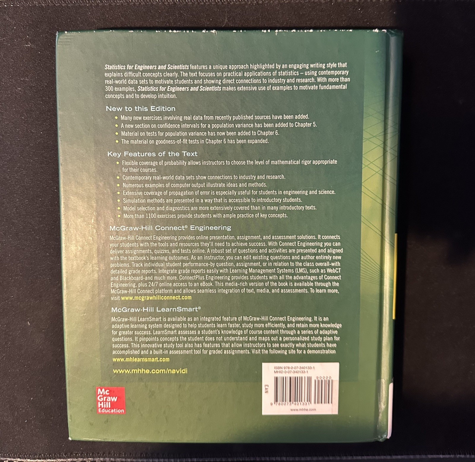 Statistics for Engineers & Scientists Fourth Ed. Book, William Navidi Great Cond