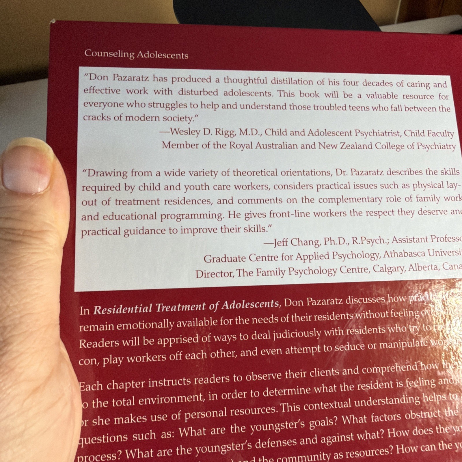 Residential Treatment of Adolescents: Integrative Principles and Practices: New