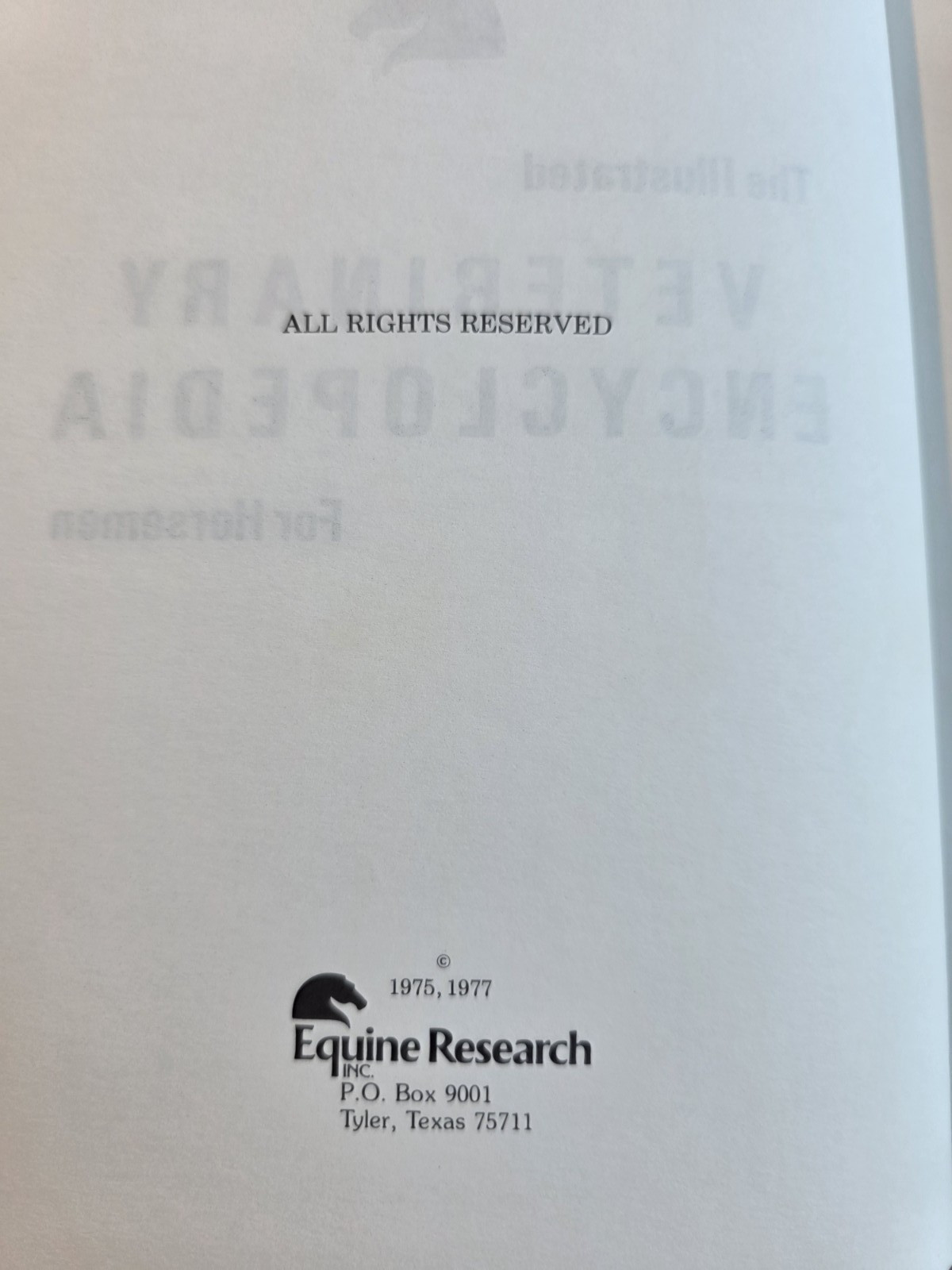 The Illustrated Veterinary Encyclopedia for Horsemen Hardcover. VGC