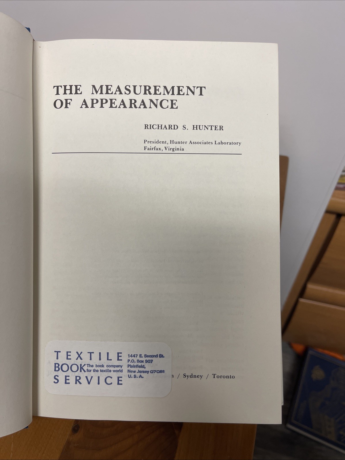 The Measurement of Appearance by Richard S Hunter 1975 John Wiley & Sons 1st Ed