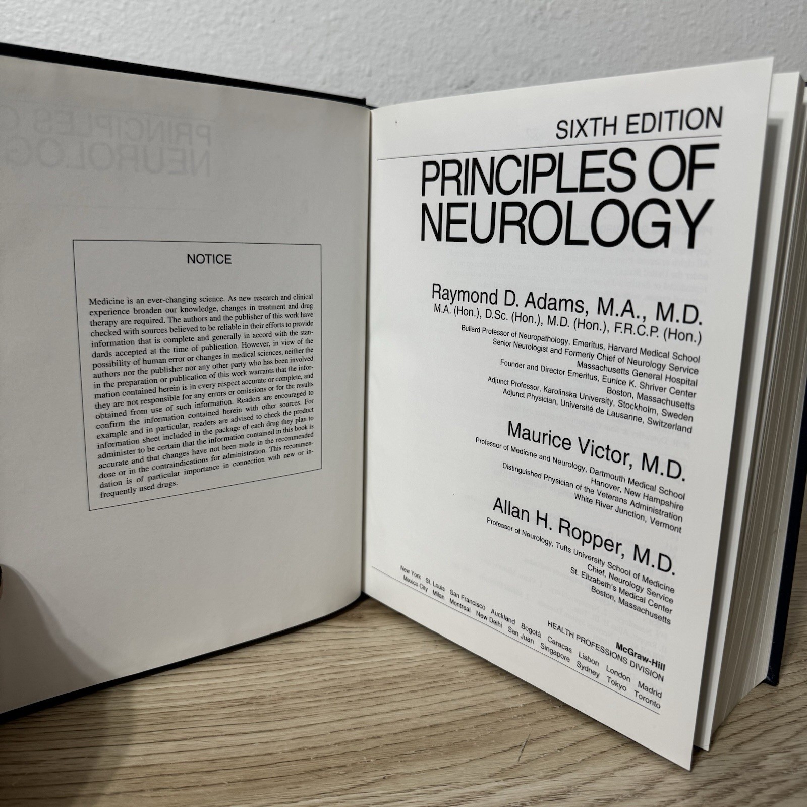 Principles of Neurology by Raymond D Adams Maurice Victor Allan H Ropper 6th Ed.