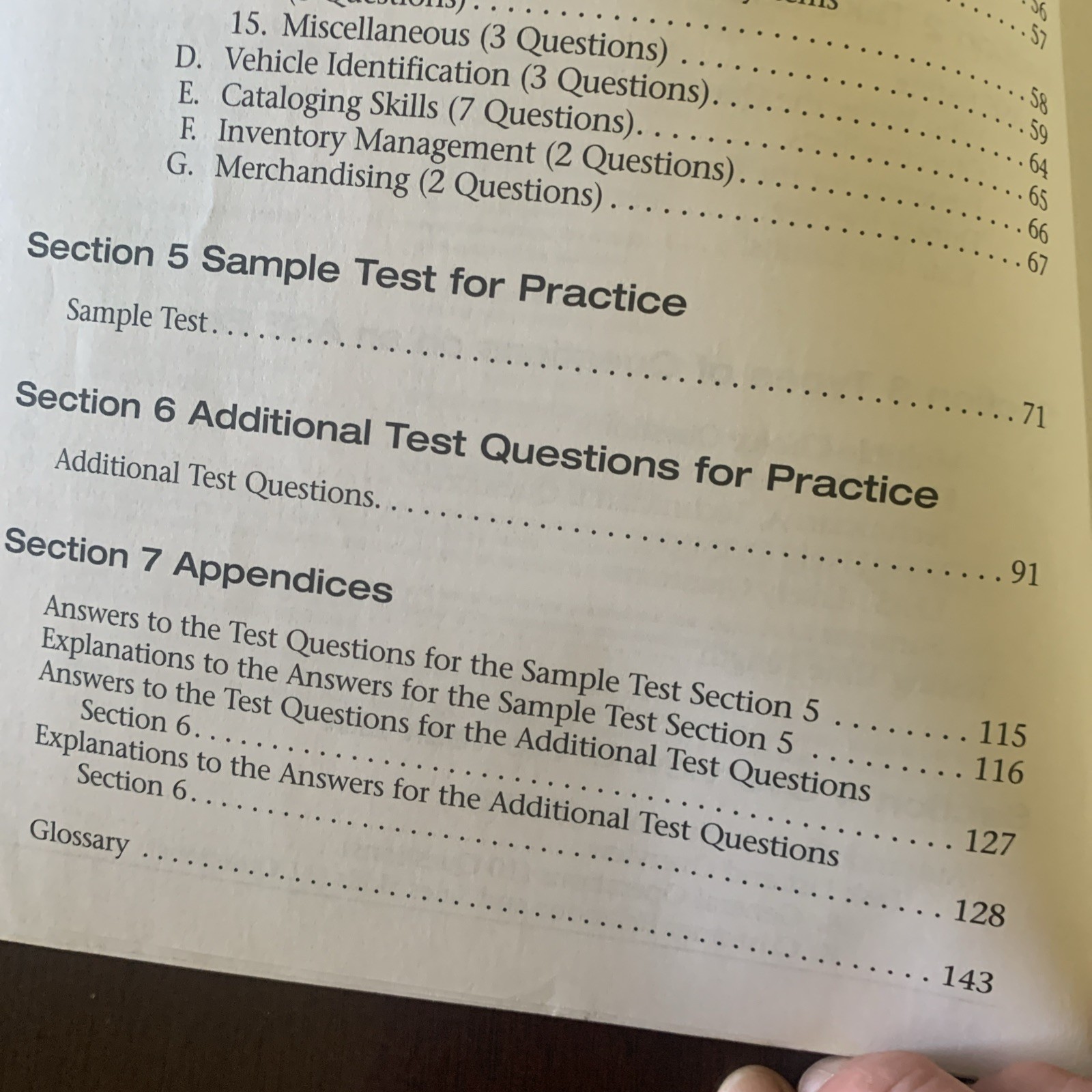 Test ASE Test Preparation P2 Parts 3rd Edition 2004 Questions Answered in ink.