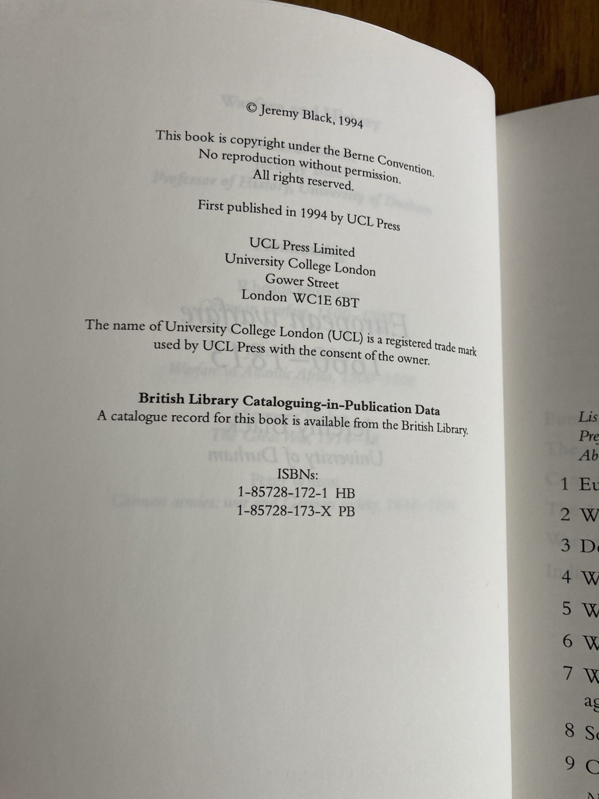 European Warfare 1660-1815. Jeremy Black. 1994 UCL Press Paperback