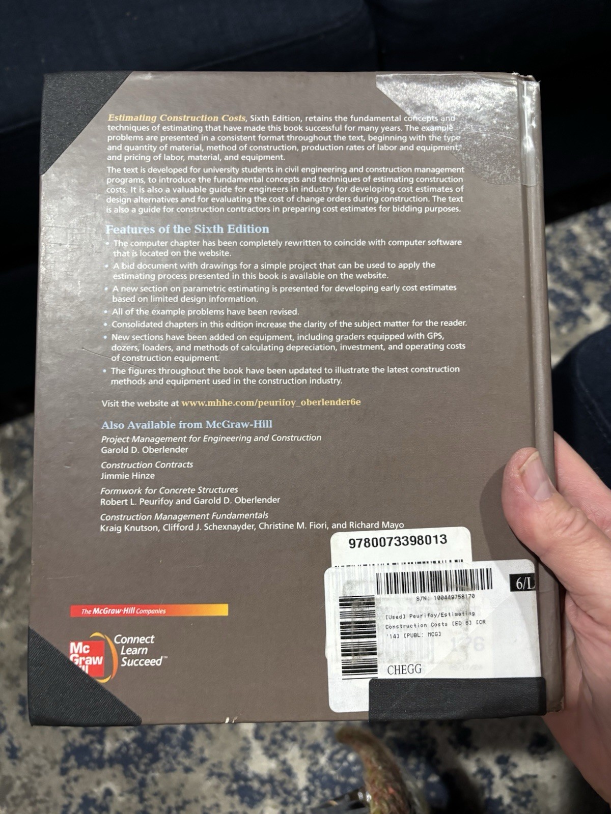 Estimating Construction Costs – Hardcover, by Peurifoy Robert L.; – Good