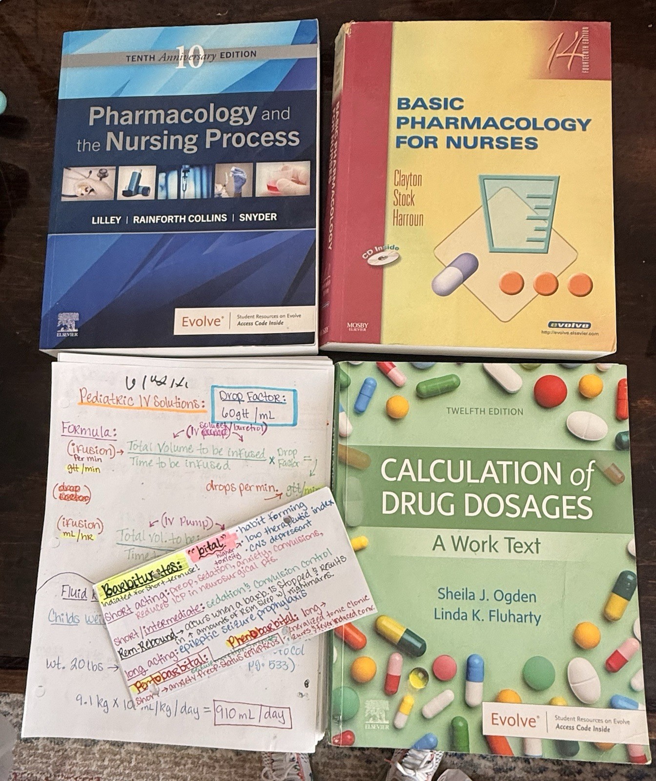 Mosby Nursing Pharmacology Lot: Drug Dosages Work Text + Top 200 Cards