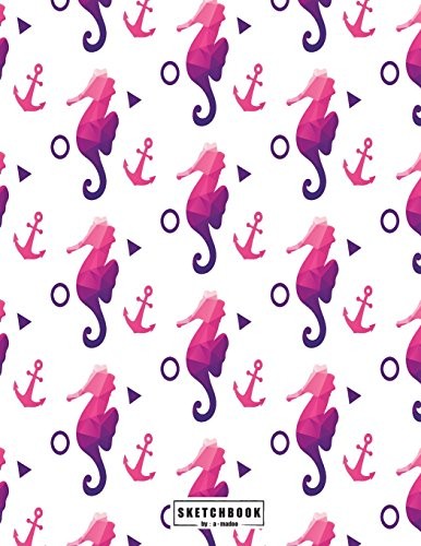 SKETCHBOOK: SEA HORSE AND ANCHOR COVER (8.5 X 11) INCHES By A Madoo *BRAND NEW*