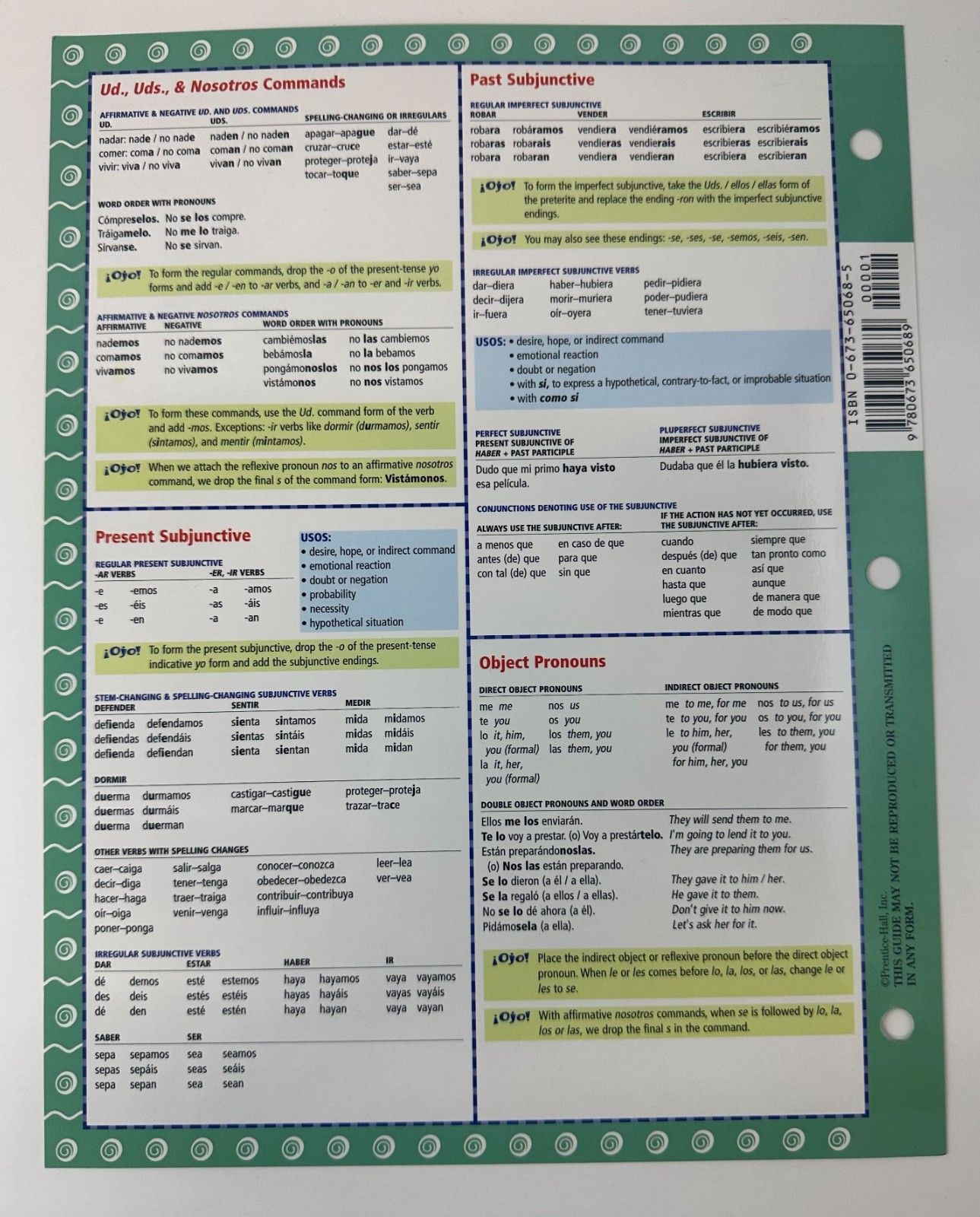 Spanish Grammar Study Guide: Levels 3 & 4 (Spanish Edition) — 2000 (GC, SC)