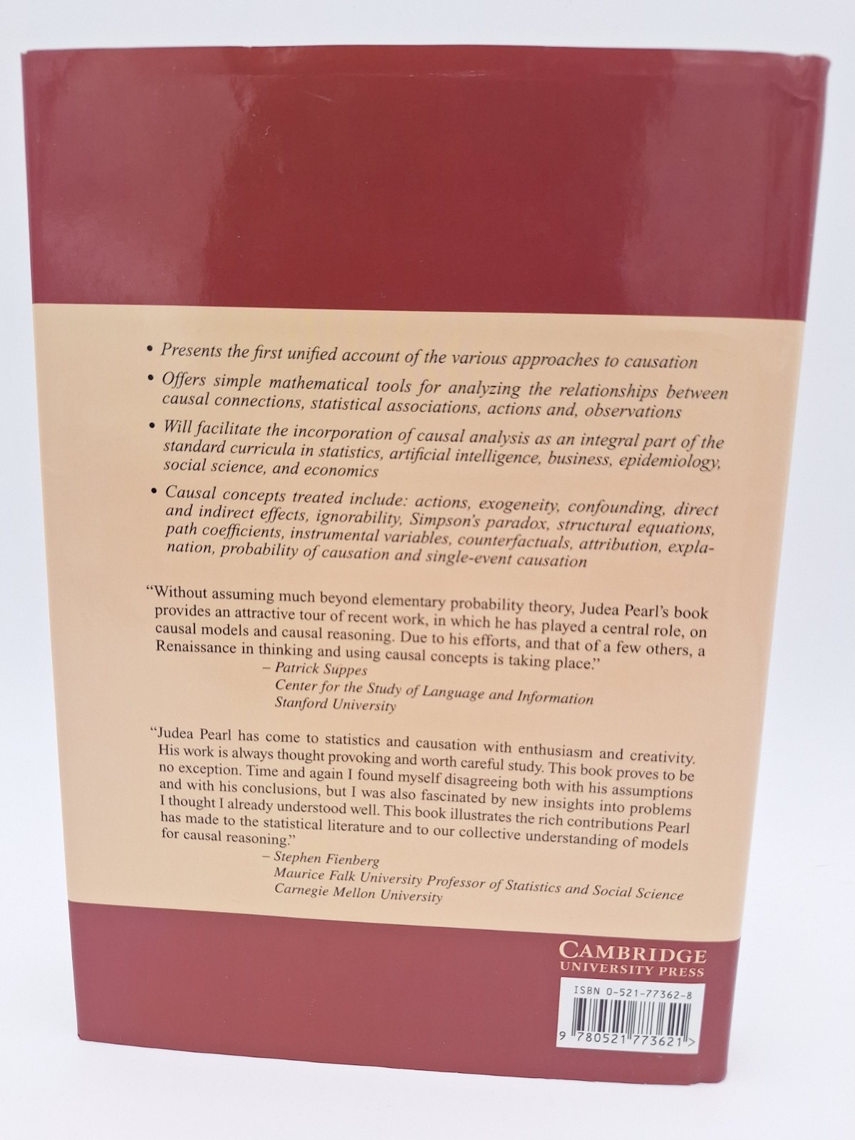 Causality Models, Reasoning, And Inference Judea Pearl 2000 Hardcover Book