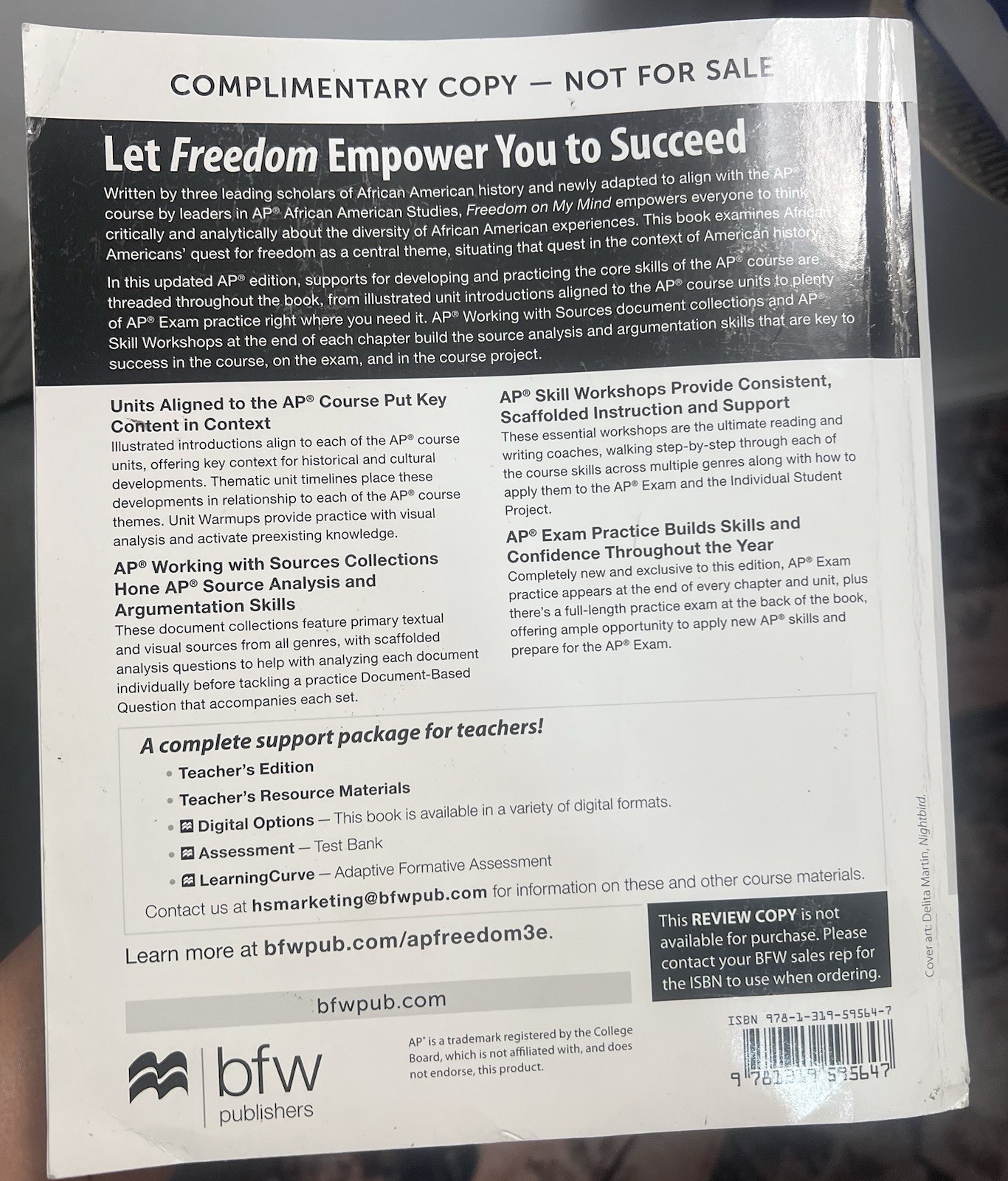 bfw Publishers,Freedom Of My Mind,Updated Third Edition, Complimentary Copy 2025