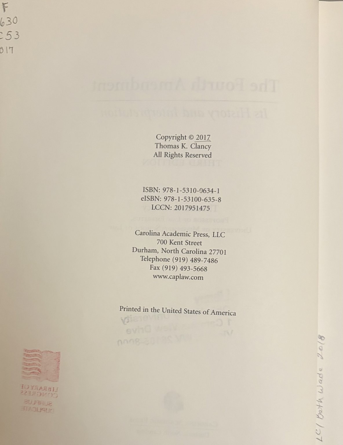 The Fourth Amendment Thomas K. Clancy Textbook Constitutional Law 3rd Edition