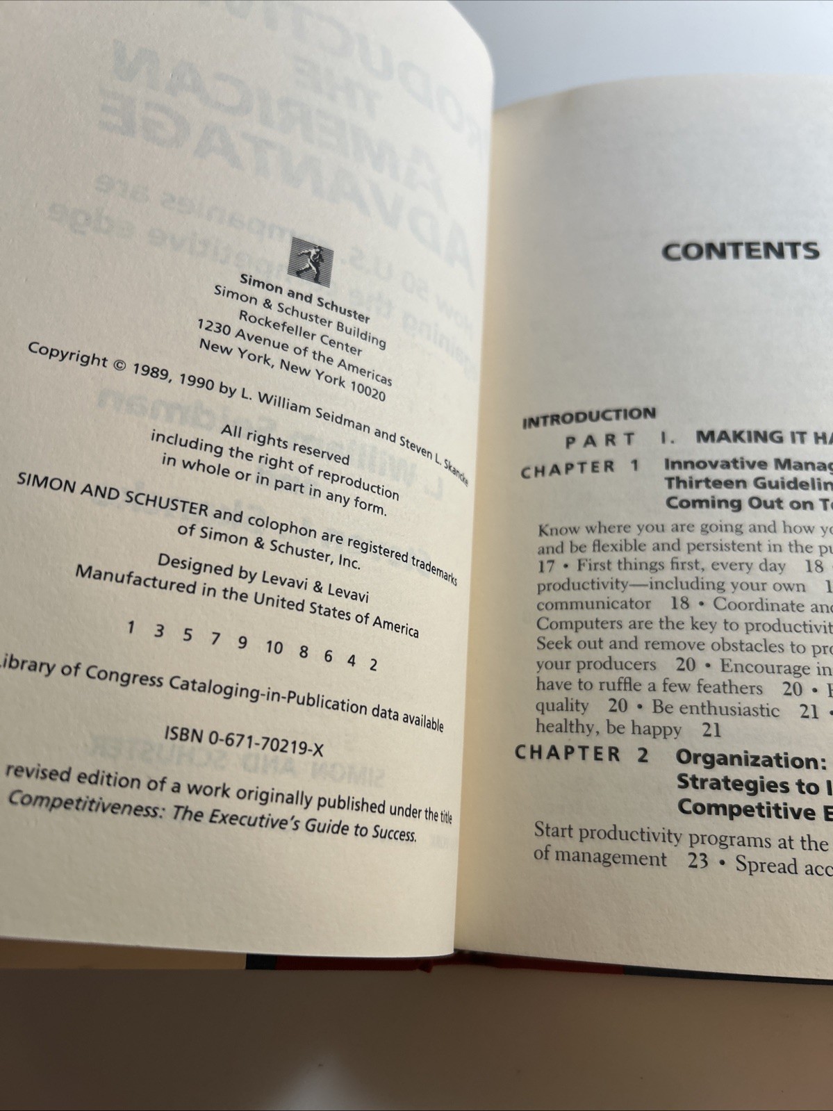 Productivity The American Advantage (1990) HC 📕 L. William Seidman 2902