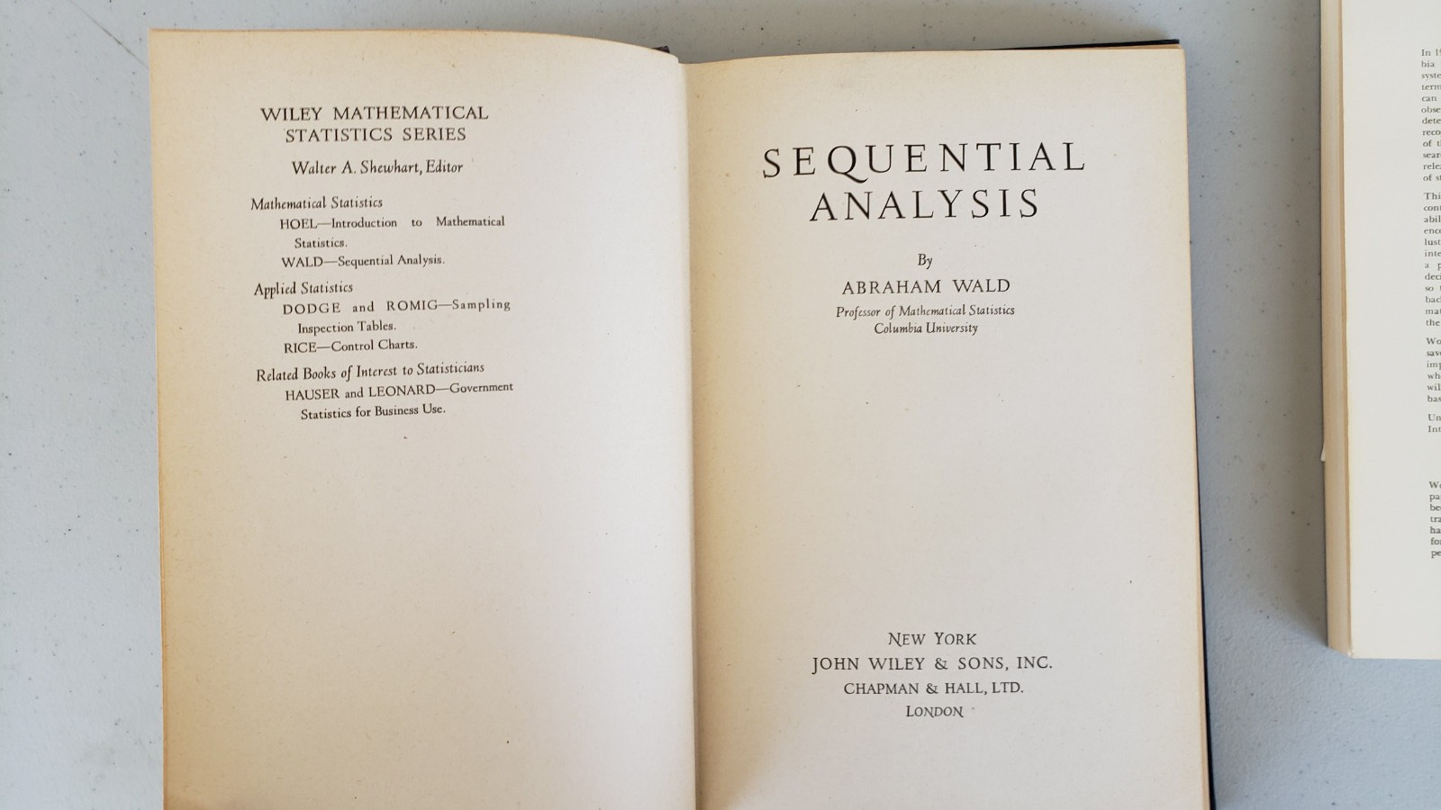Wald SEQUENTIAL ANALYSIS 1947 FIRST EDITION Rare + Dover Reprint Wiley