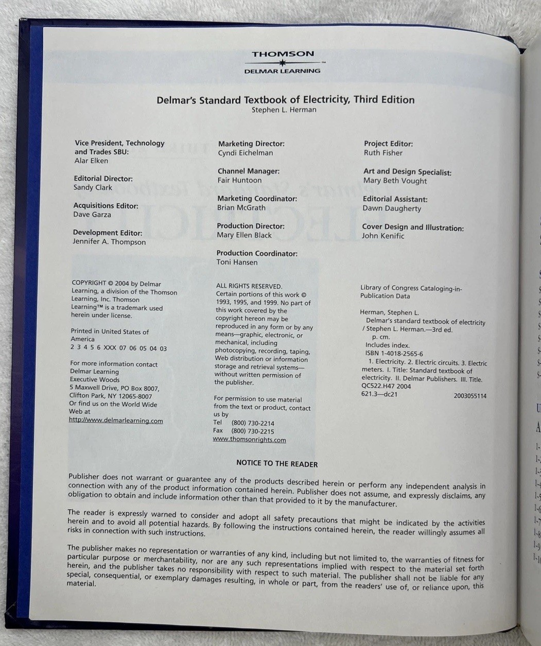 Delmar’s Standard Textbook of Electricity, 3E – Hardcover Herman Stephen CPhotos