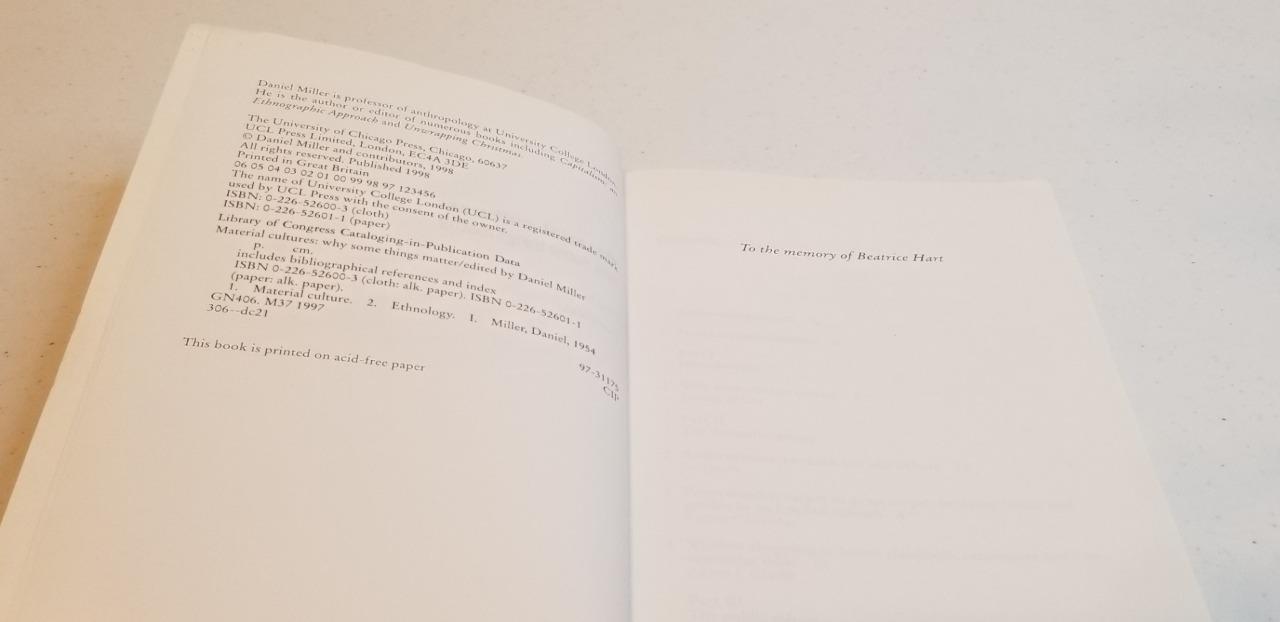 Material Cultures: Why Some Things Matter Paperback Book
