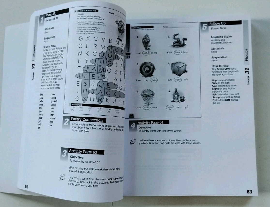 A Reason for Spelling Level A, Teacher Guidebook & Student Workbook (part used)