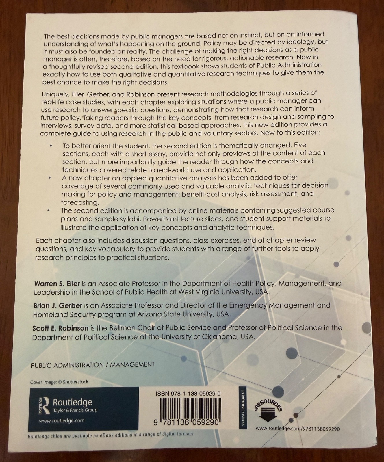 Public Administration Research Methods: Tools for Eval, Eller, Second (2nd) ed.