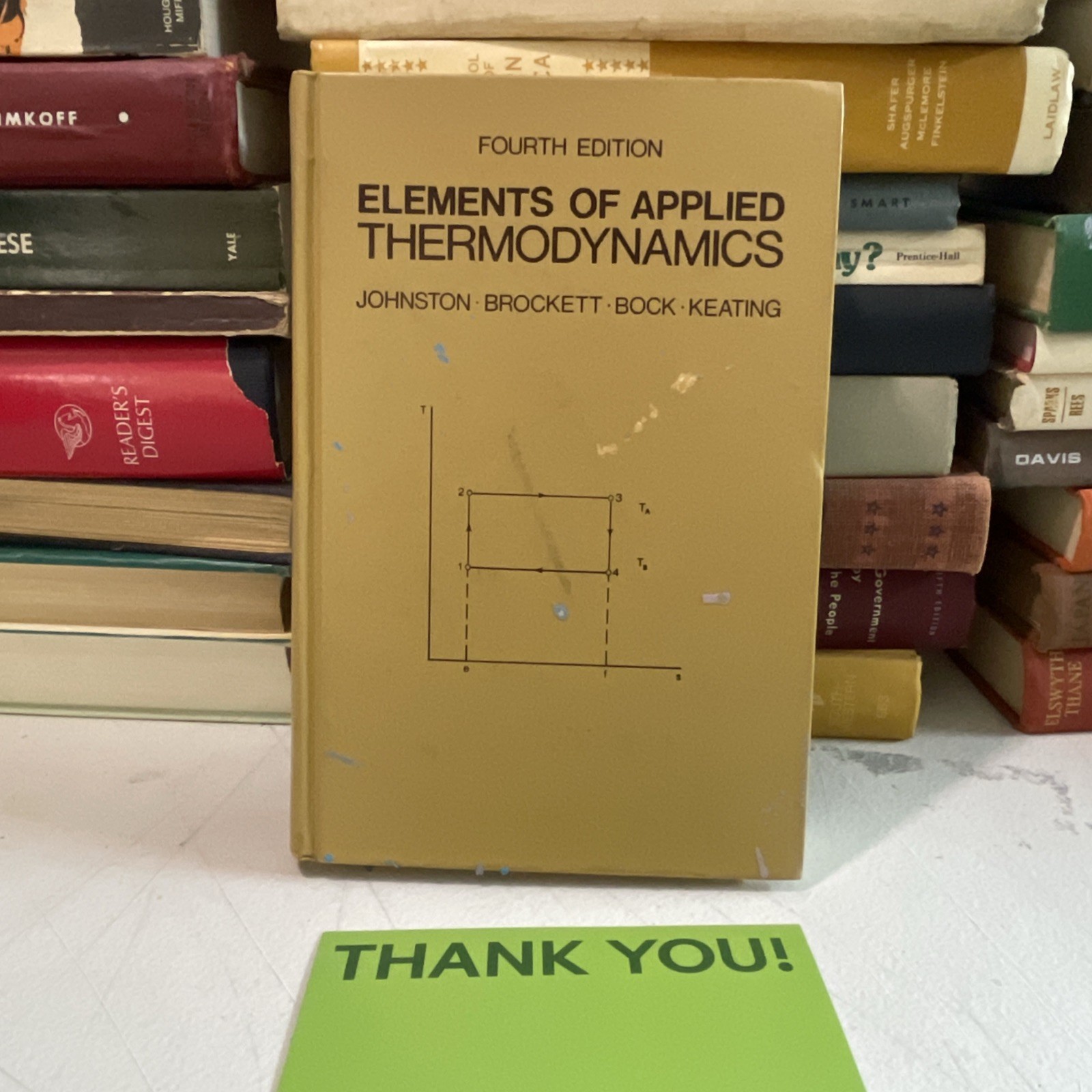 1978 Fourth Edition Elements Of Applied Thermodynamics Textbook Johnston Bock