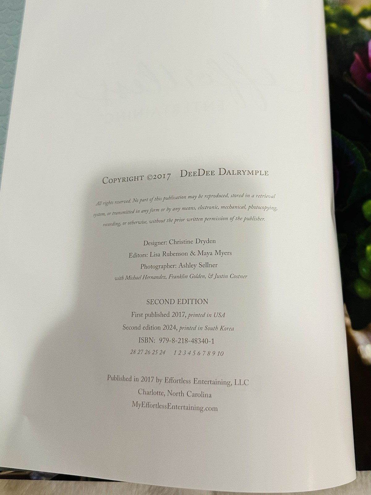 Effortless Entertaining Guide DeeDee Dalrymple 2017 Menus Resources Tips Book