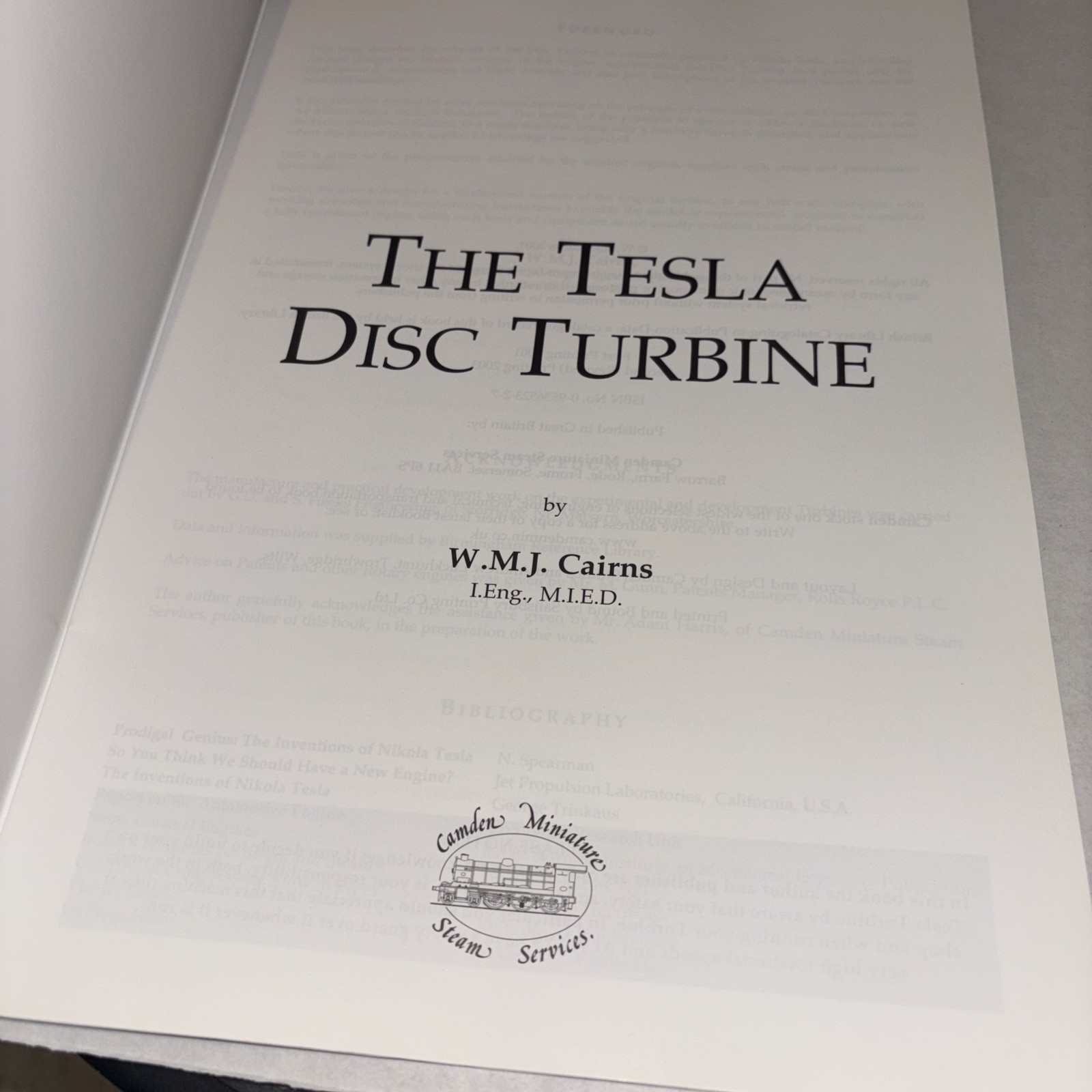 The Tesla Disc Turbine by W M J Cairns Book
