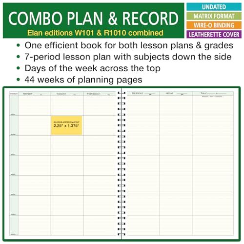Combination Plan and Record Book: One efficient 8-1/2″ x 11″ Book for Lesson