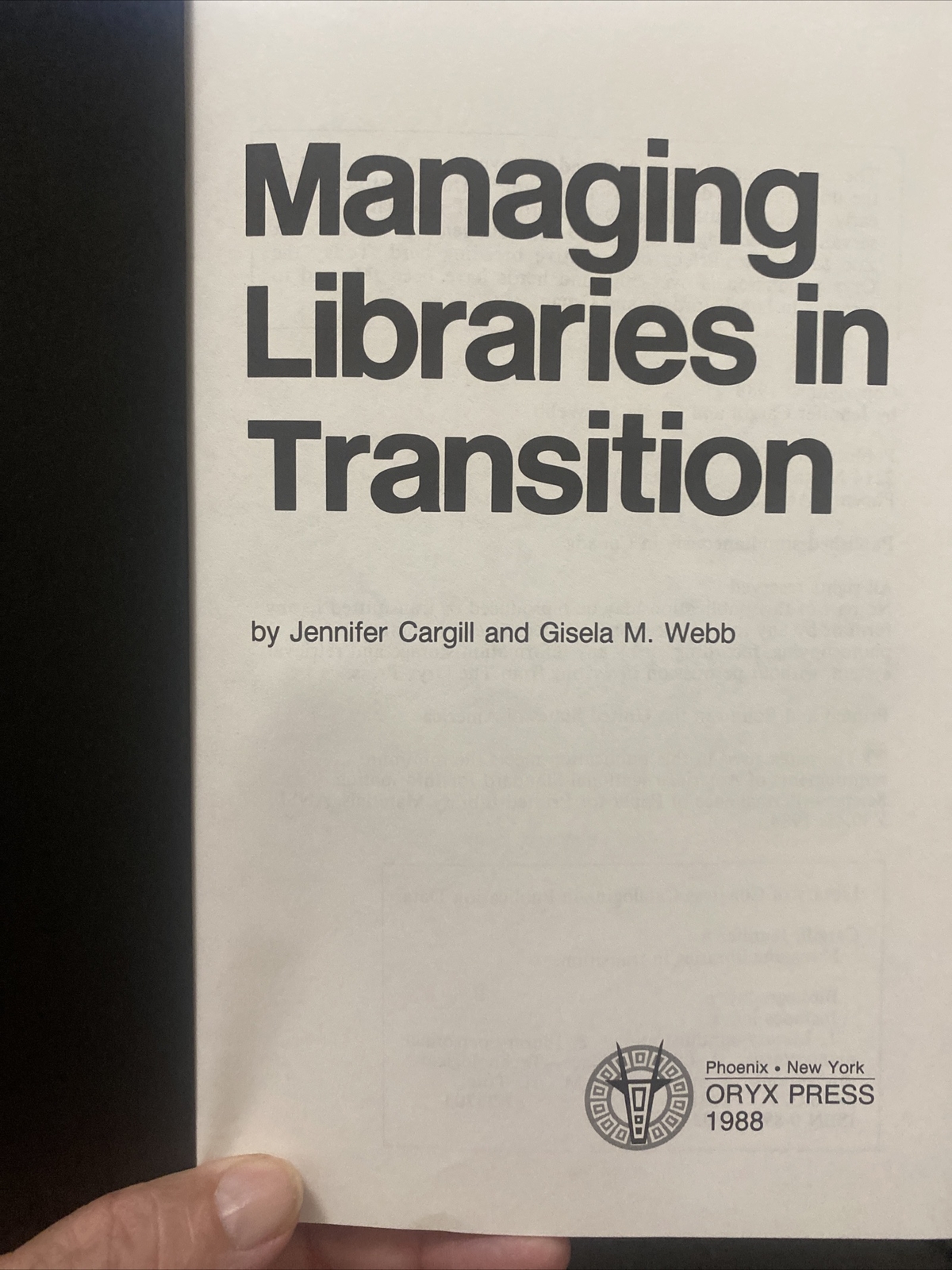 Human Resources Management in Libraries by Gisela M. Webb 1988