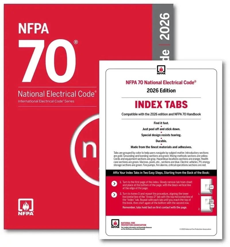 NFPA 70, National Electrical Code 2026 Edition + Index tab Papeback Edition!!!!!