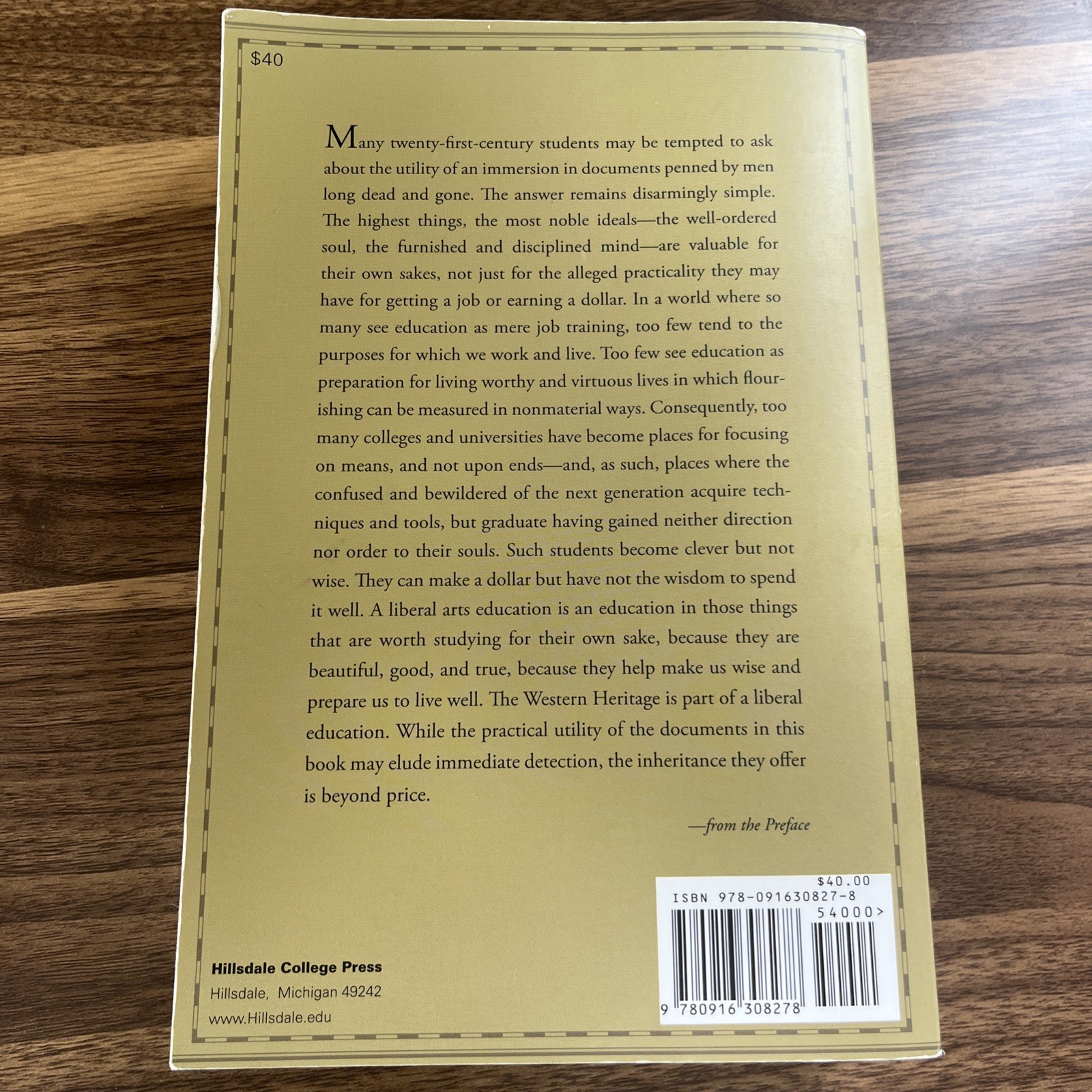 Western Heritage :A Reader by The Hillsdale College History Faculty Signed by KD