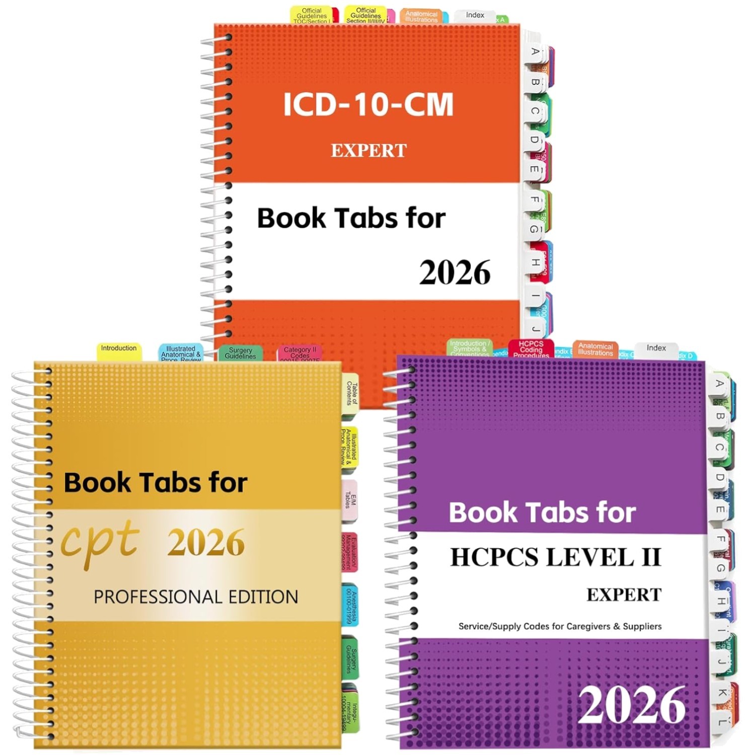 Index Tabs for CPT, AAPC ICD-10-CM 2026 – Color-Coded Bundle\