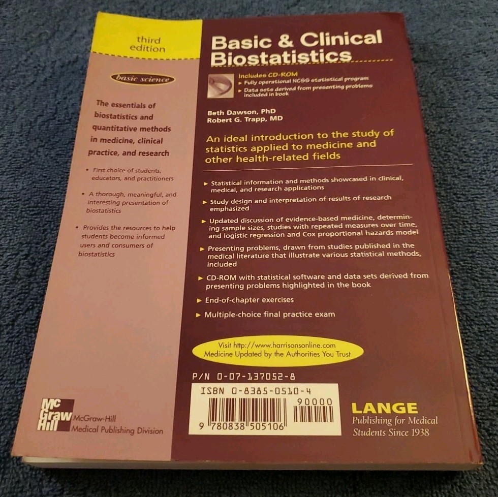 Basic and Clinical Biostatistics (Third Edition) by Susan White. -Paperback