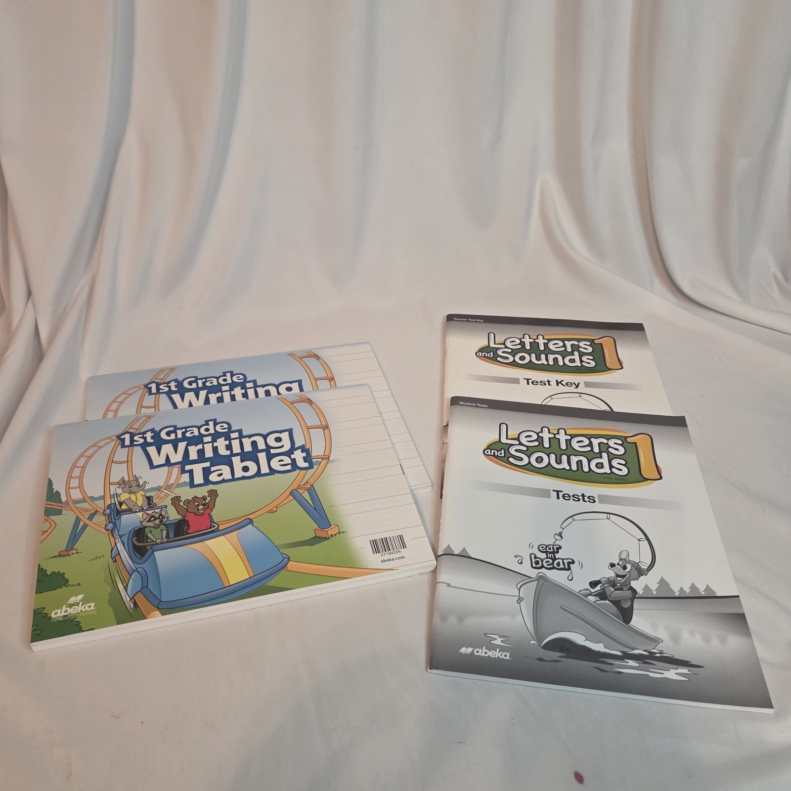 Abeka 1st Grade Letters And Sounds Test Key, Test, & Two Writing Tablet Bundle