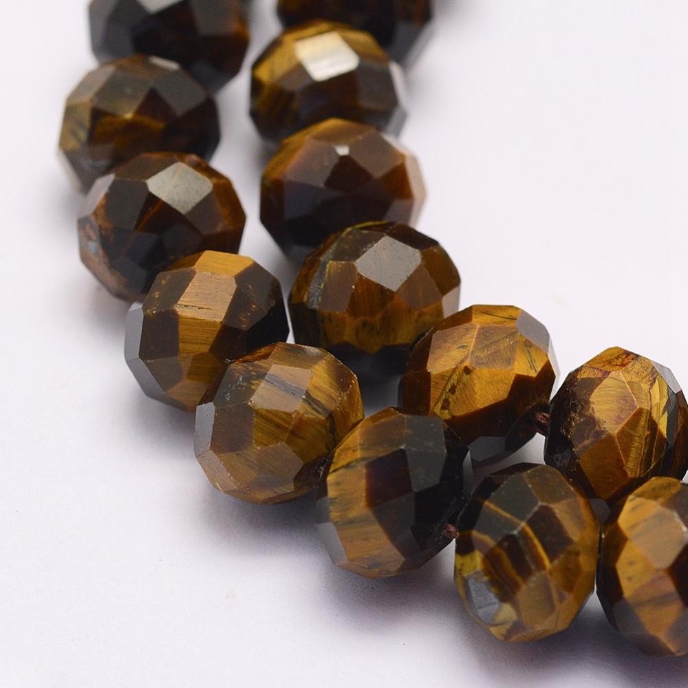 8x5mm Faceted Rondelle Yellow Tiger Eye Beads 10ct