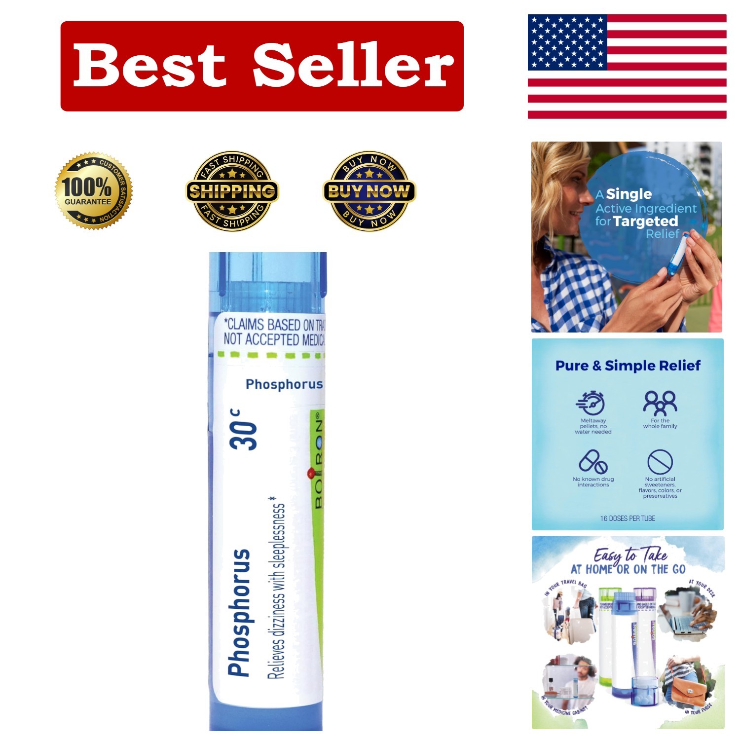 Phosphorus 30C Pellets – Natural Homeopathic Solution for Dizziness – 80 Count