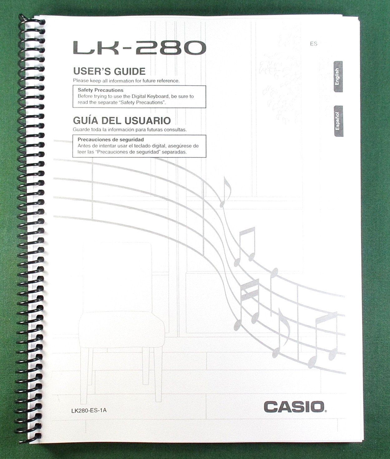 Casio LK-280 Instruction Manual: 76 Pages Coil Bound & Protective Covers!