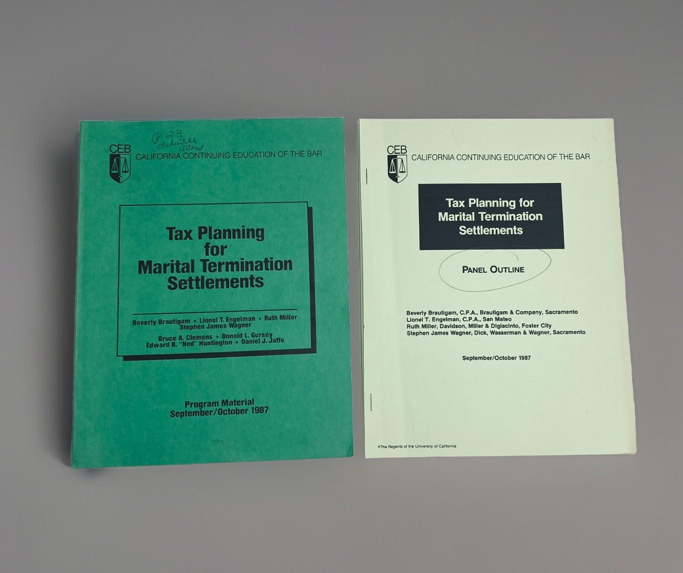Tax Planning For Marital Termination Settlements CEB 1987 Program Material