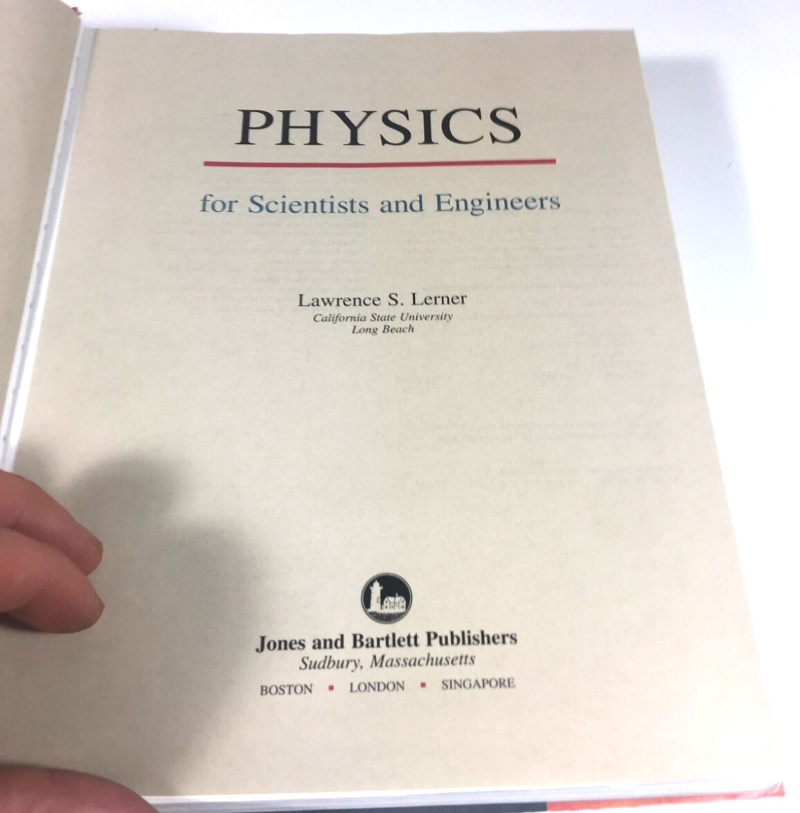 Physics for Scientists and Engineers Book by Lawrence S. Lerner PRO REVIEW COPY