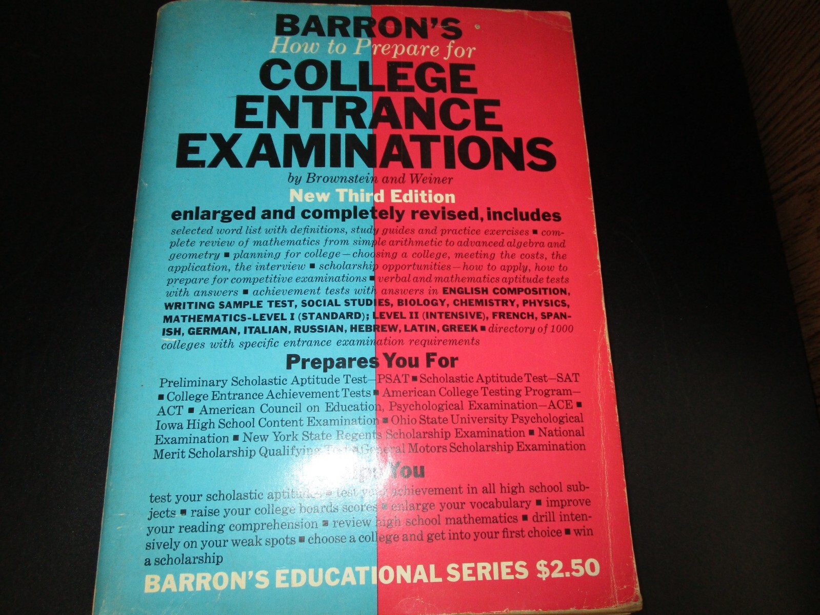 Barron’s College Entrance Exams 1964 paperback-How To Prepare