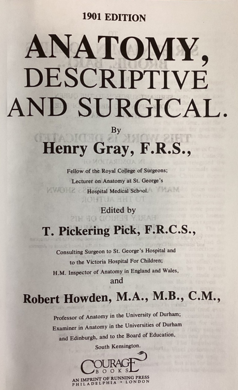 THE UNABRIDGED GRAY’S ANATOMY 1999 Courage Books Running Press VGC