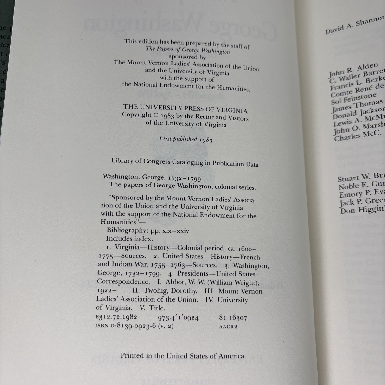 The Papers of George Washington books the Colonial Series 1-4