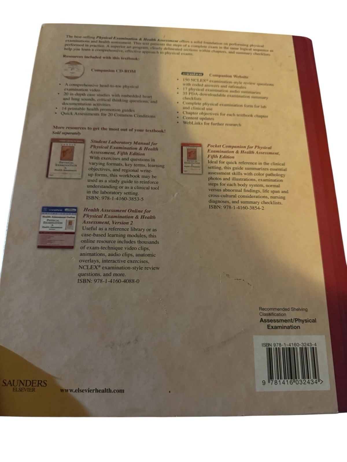 Jarvis Physical Examination and Health Assessment 5th Ed Bundle Textbook DVD